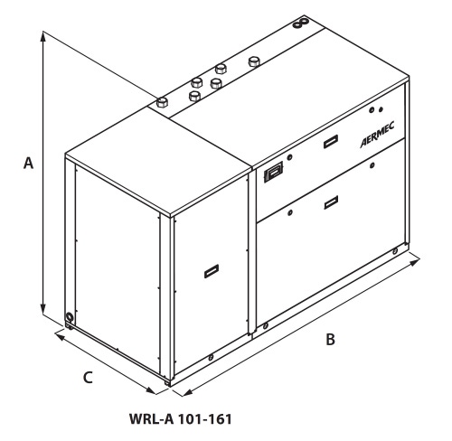 Immagine di Aermec WRL141 Pompa di calore condensata ad acqua reversibile lato gas trifase WRL141XH°°°°°°°