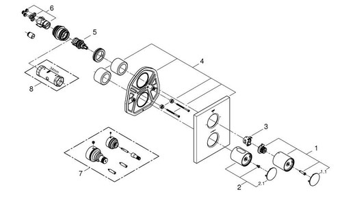 Immagine di Grohe Grohtherm F Miscelatore termostatico per doccia con deviatore (senza corpo incasso GROHE Rapido T 35500000) finitura cromo 27618000
