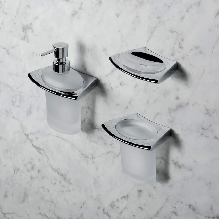 Immagine di Colombo Design LAND dispenser porta sapone a parete, finitura cromo B93180CR-VAN