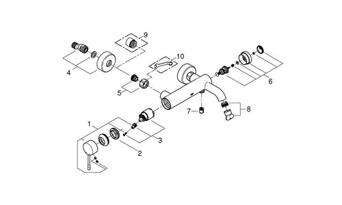 Immagine di Grohe Essence Rubinetto per vasca con installazione a parete, valvola di ritegno integrata finitura cromo 33624001