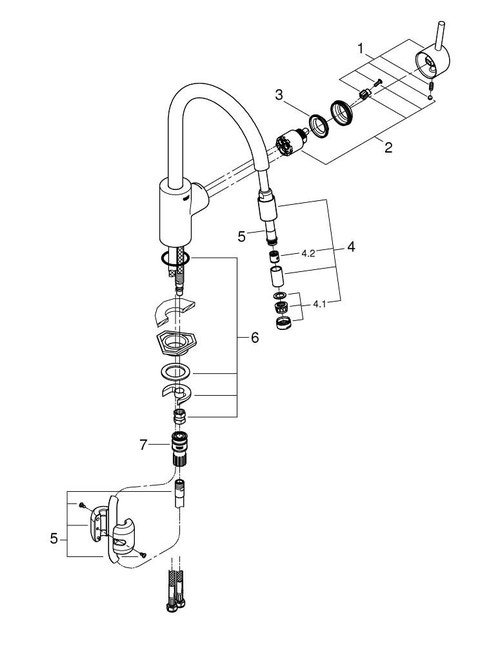Immagine di Grohe Concetto Miscelatore Monocomando Lavello con Mosseur Estraibile finitura cromo 32663001