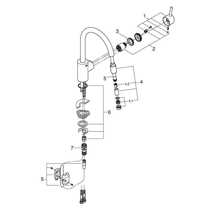 Immagine di Grohe Concetto Miscelatore Monocomando Lavello con Mosseur Estraibile finitura cromo 32663001
