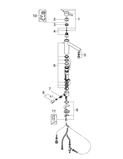 Immagine di Grohe Concetto Miscelatore Monocomando Lavello con Rubinetto Lavastoviglie finitura cromo 31209001