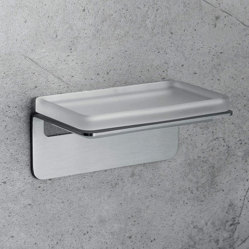 Colombo Design Basiq B37010nm Porta Sapone A Parete Nero Opaco Vetro  Acidato Naturale