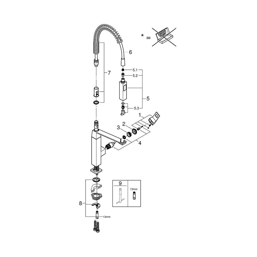 Grohe Miscelatore Cucina Sail Cube Cromo 31393000 : : Fai da te