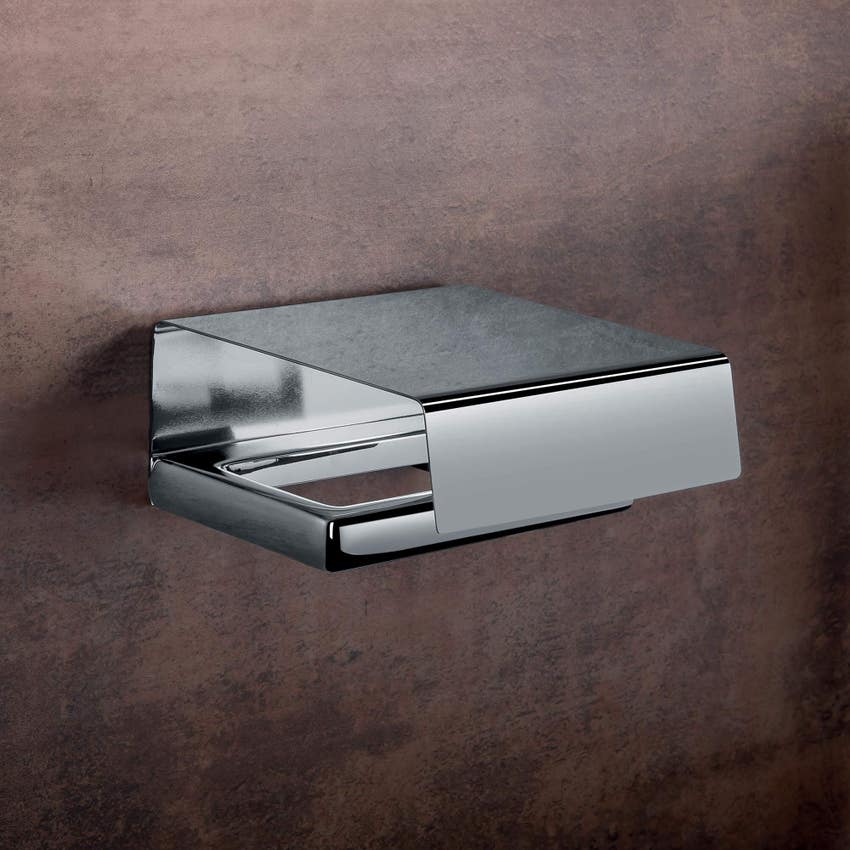 Immagine di Colombo Design LULÙ set a muro con portascopino, porta rotolo e appenditutto, finitura cromo SETLU001