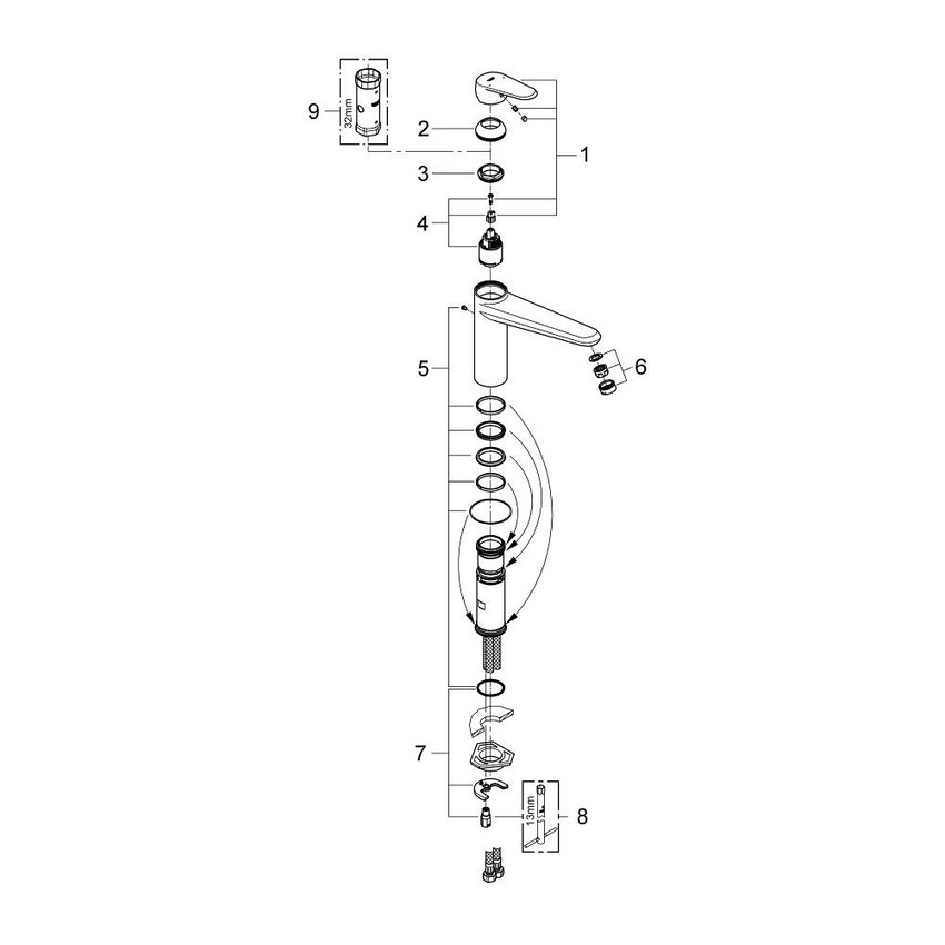 Immagine di Grohe EURODISC COSMOPOLITAN miscelatore monocomando H.21 cm per lavello, bocca girevole, finitura cromo 33770002