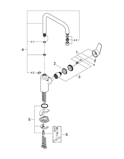 Immagine di Grohe Eurodisc Cosmopolitan Miscelatore monocomando Lavello finitura cromo 32259002
