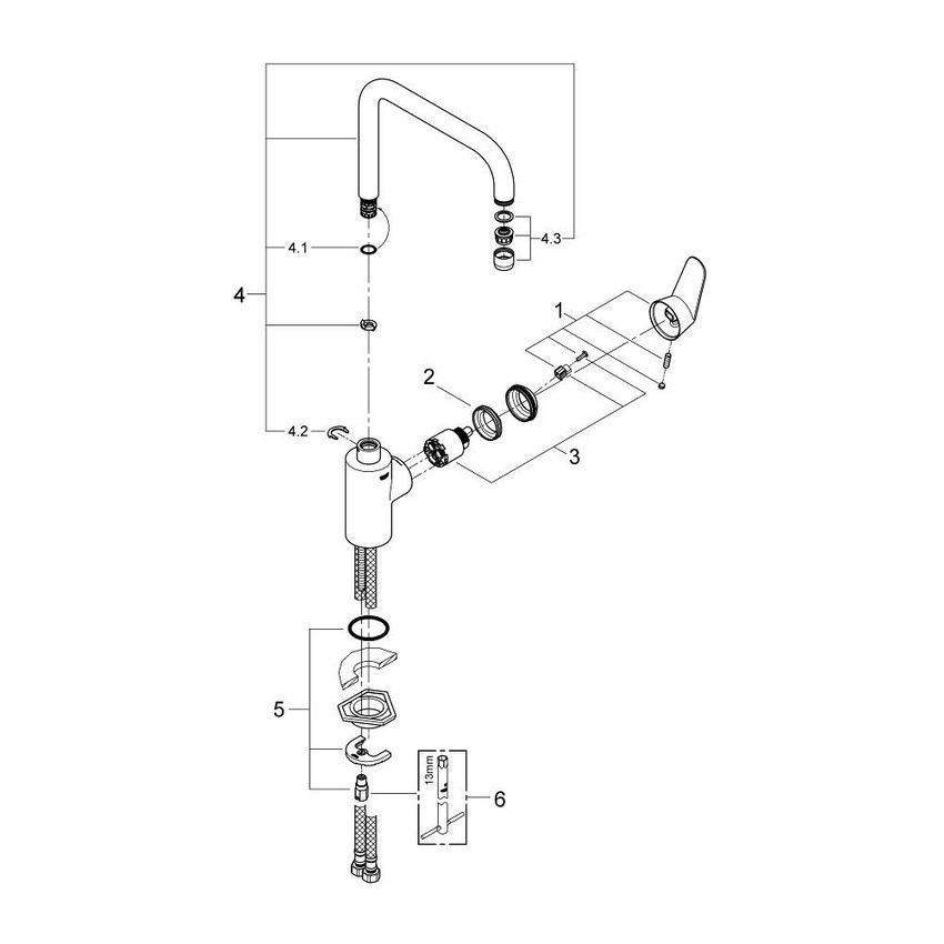 Immagine di Grohe Eurodisc Cosmopolitan Miscelatore monocomando Lavello finitura cromo 32259002