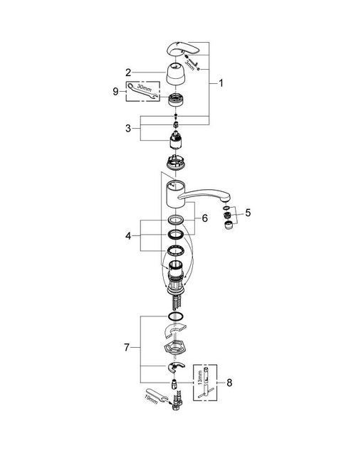 Immagine di Grohe Euroeco new Miscelatore Monocomando Lavello finitura cromo 32750000