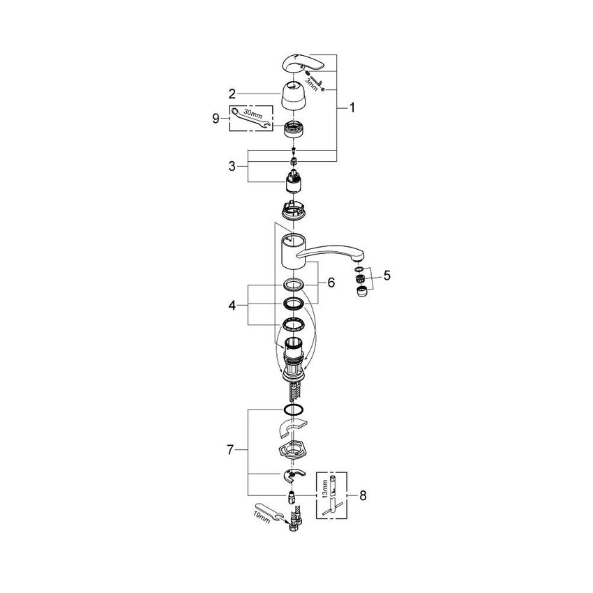 Immagine di Grohe Euroeco new Miscelatore Monocomando Lavello finitura cromo 32750000