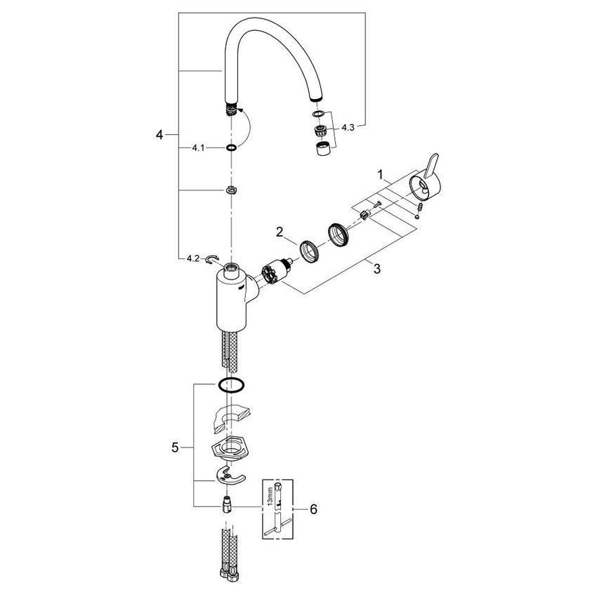 Immagine di Grohe Eurosmart Cosmopolitan Miscelatore Monocomando Lavello finitura cromo 32843000