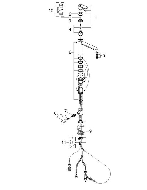 Immagine di Grohe Eurosmart Cosmopolitan Miscelatore Monocomando Lavello con Rubinetto Lavastoviglie finitura cromo 30195000