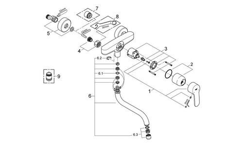 Immagine di Grohe Eurostyle Cosmopolitan Miscelatore Monocomando Lavello - Installazione a Parete finitura cromo 33982002