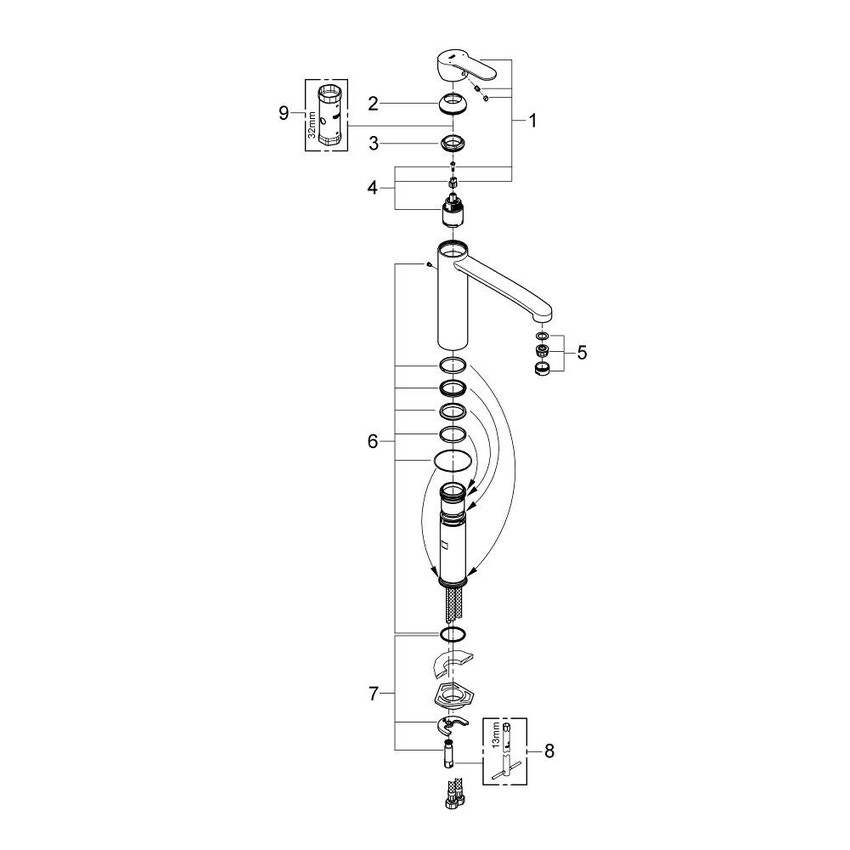 Immagine di Grohe Eurostyle Cosmopolitan Miscelatore Monocomando Lavello finitura cromo 31124002
