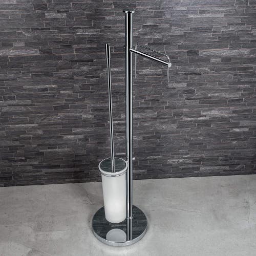 Immagine di Colombo Design PLUS piantana con porta rotolo e porta scopino, finitura cromo W49350CR