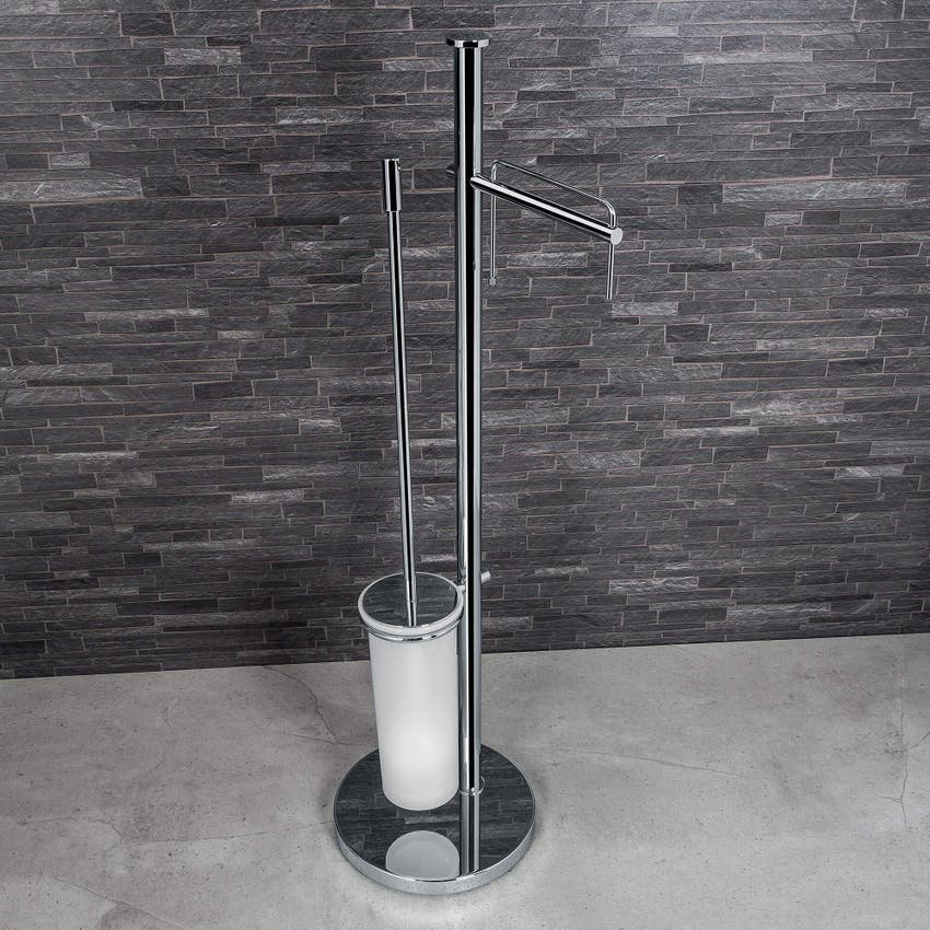 Immagine di Colombo Design PLUS piantana con porta rotolo e porta scopino, finitura cromo W49350CR