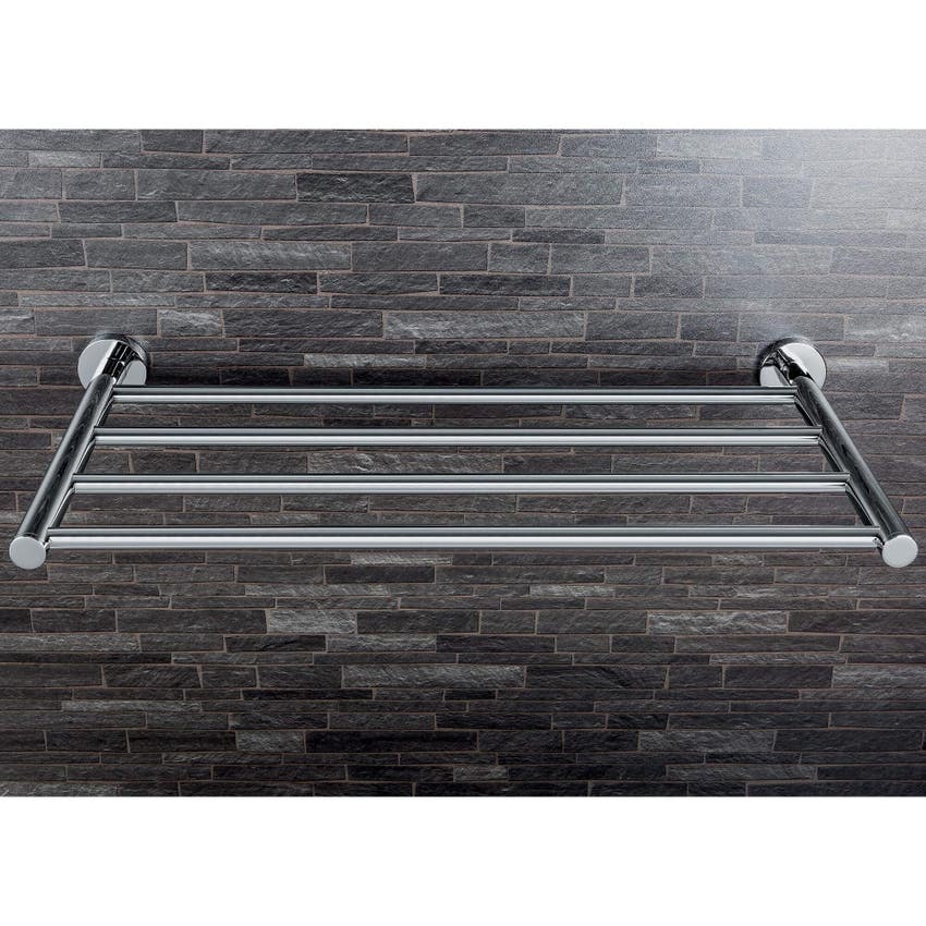 Immagine di Colombo Design PLUS set a muro con rack porta salviette e 2 appenditutto, finitura cromo SETPL004
