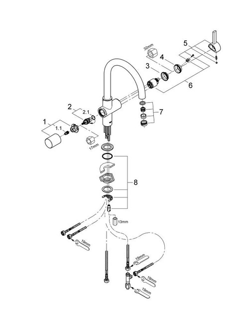 Immagine di Grohe BLUE miscelatore monocomando da 1/2" per lavello Cromo 33251000