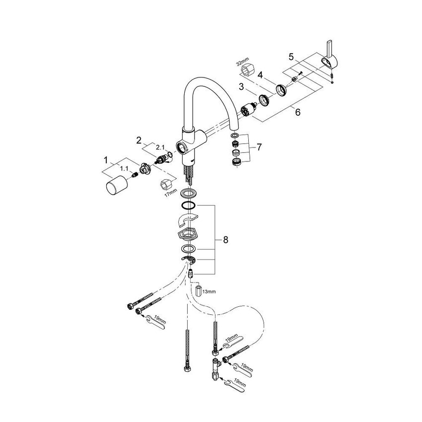 Immagine di Grohe BLUE miscelatore monocomando da 1/2" per lavello Cromo 33251000