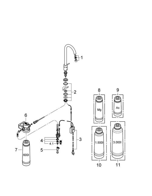 Immagine di Grohe BLUE PURE mono rubinetto per lavello bocca "C" Cromo 31301001