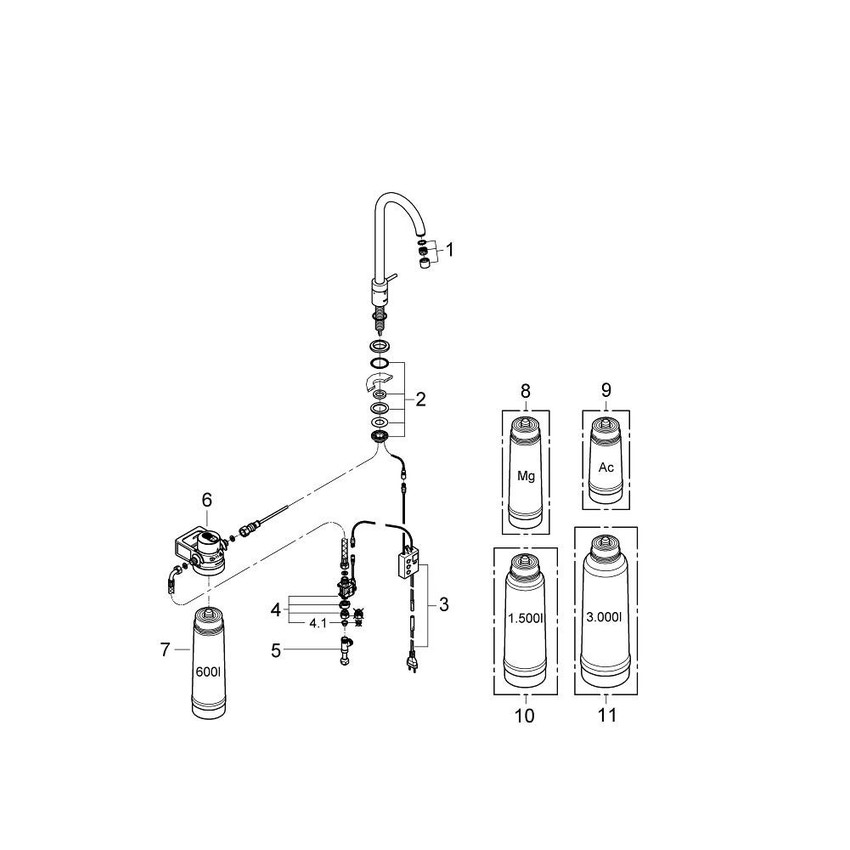 Immagine di Grohe BLUE PURE mono rubinetto per lavello bocca "C" Cromo 31301001