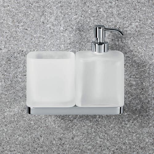 Immagine di Colombo Design TIME porta bicchiere e dispenser per sapone liquido, finitura cromo  W42710CR-VAN