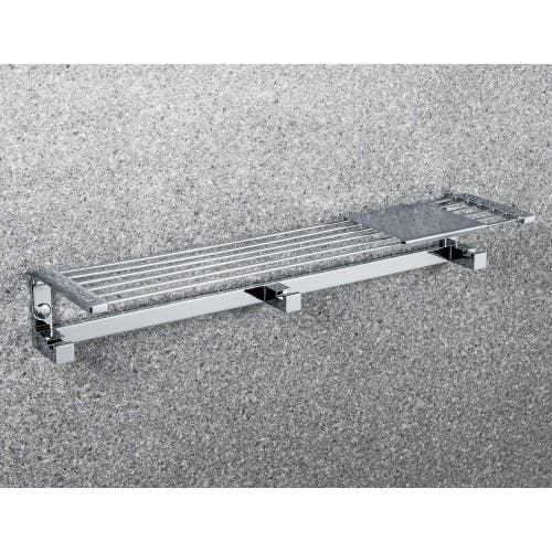 Immagine di Colombo Design TIME mensola con ganci appenditutto e ripiano in acciaio inox, finitura cromo W42750CR