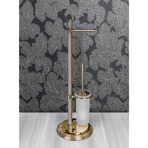 Immagine di Colombo Design HERMITAGE piantana con porta rotolo e porta scopino, finitura oro B33180HPS