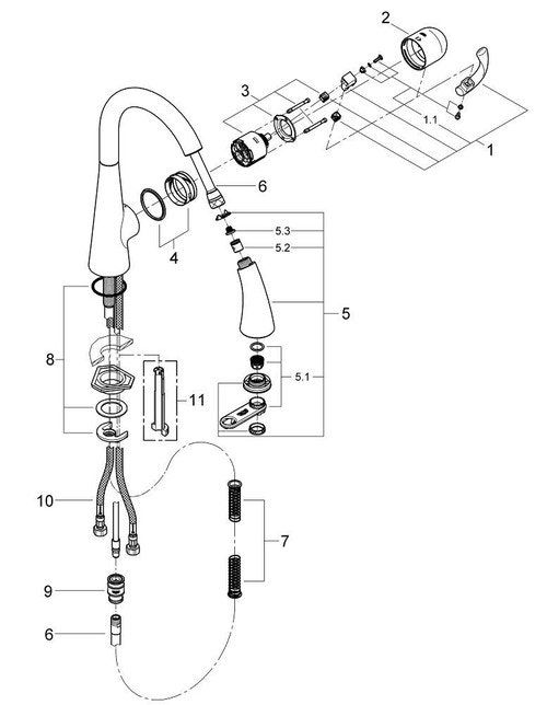 Immagine di Grohe Zedra Miscelatore Monocomando per Lavello con Doccetta Estraibile finitura cromo 32294001