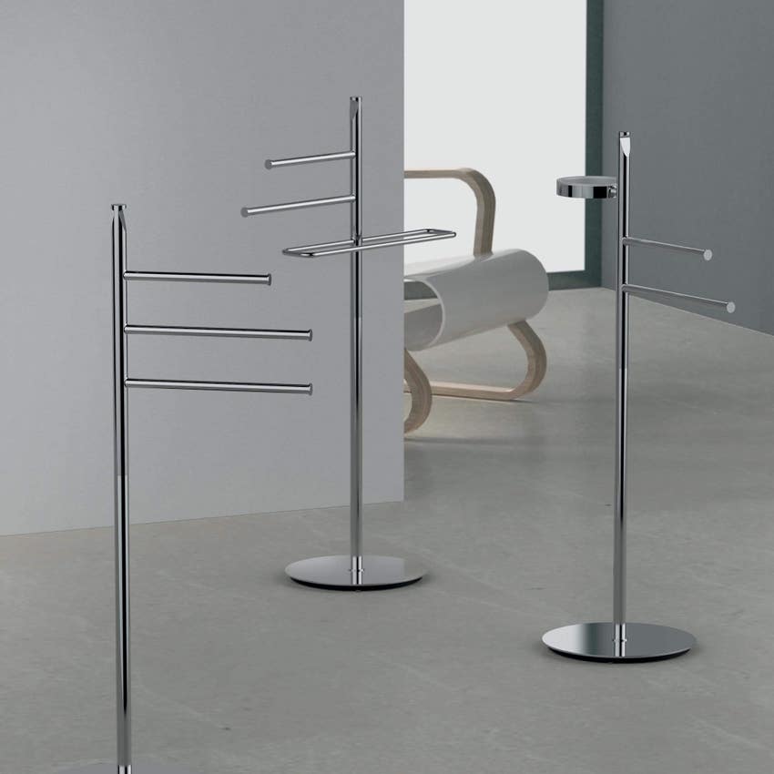 Immagine di Colombo Design PLANETS piantana con tre porta salvietta, finitura cromo  B98150CR