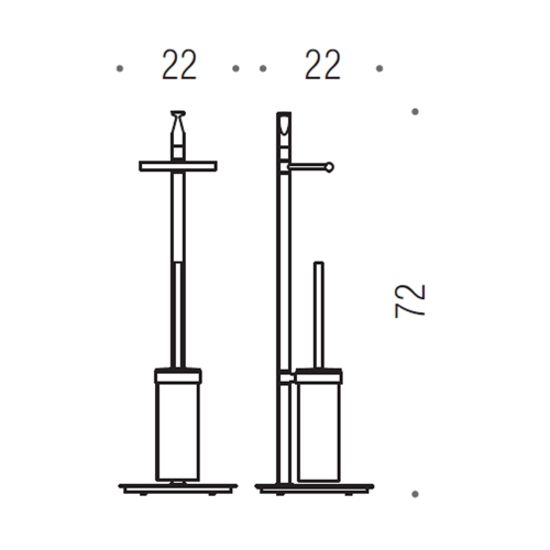 Immagine di Colombo Design PLANETS piantana con porta rotolo e porta scopino sospeso in vetro acidato, finitura cromo B98160CR