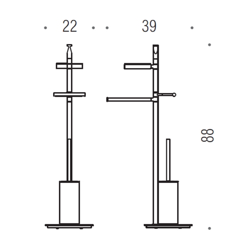 Immagine di Colombo Design PLANETS piantana orientabile con porta salvietta, porta sapone, porta rotolo e porta scopino in ottone, finitura cromo B98330CR