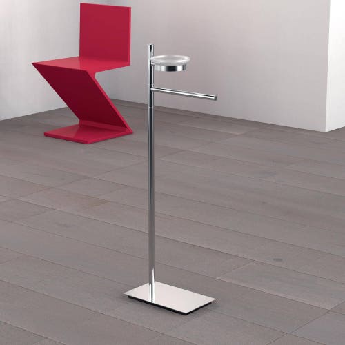 Immagine di Colombo Design SQUARE piantana con porta sapone e porta salvietta, finitura cromo  B99020CR