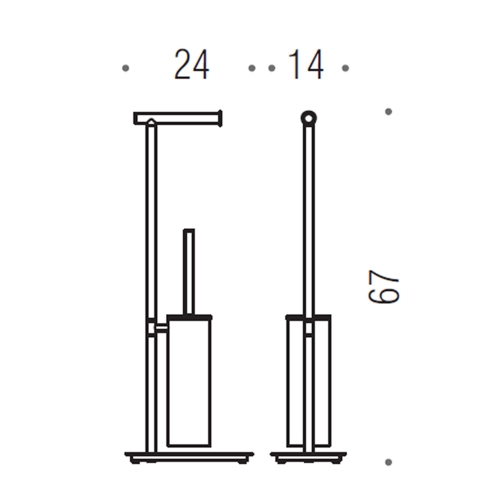Immagine di Colombo Design SQUARE piantana con porta rotolo e porta scopino sospeso in ottone, finitura cromo B99070CR