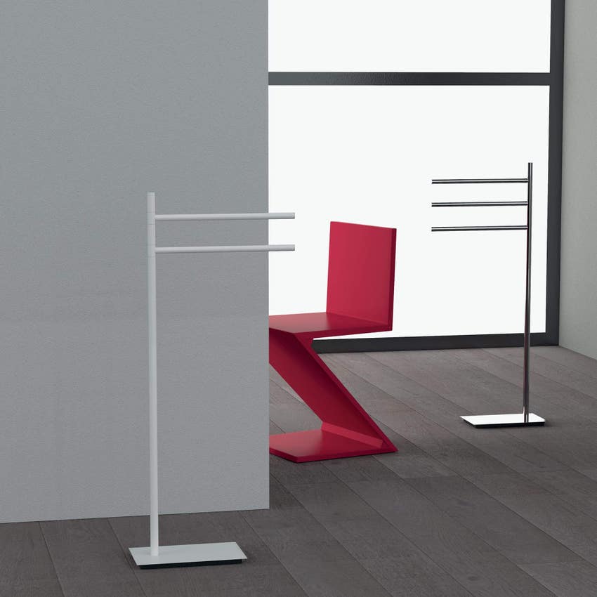 Immagine di Colombo Design SQUARE piantana con tre porta salvietta, finitura cromo B99150CR