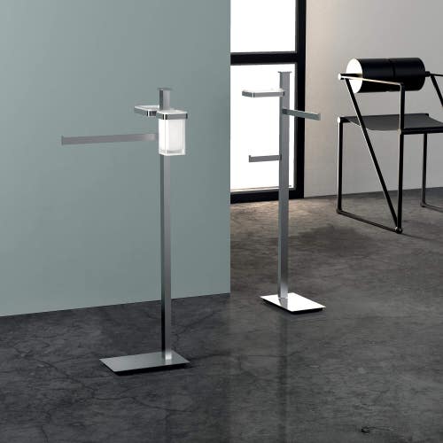 Immagine di Colombo Design UNITS piantana con porta sapone, porta bicchiere e porta salvietta, finitura cromo B91100CR