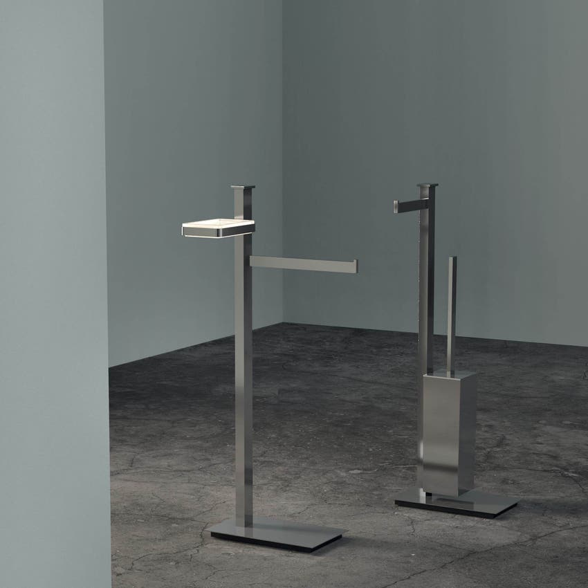 Immagine di Colombo Design UNITS piantana destra con porta sapone e porta salvietta, finitura cromo B9102DCR