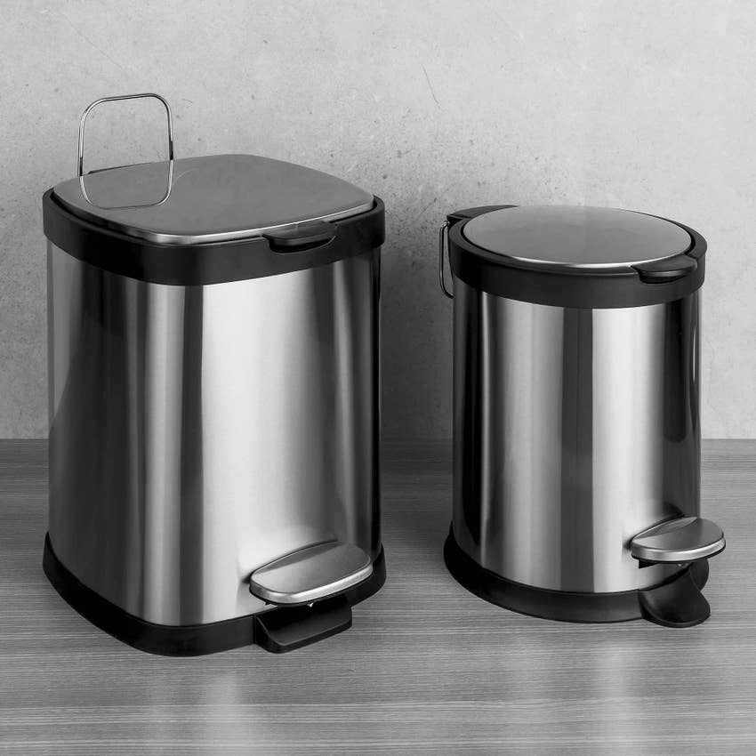 Immagine di Colombo Design CONTRACT poubelle tonda in acciaio inox, con sistema di chiusura ammortizzata, finitura inox satinato B92120IX