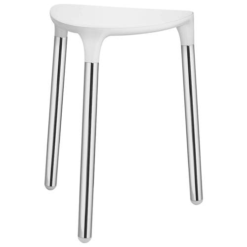 Immagine di Colombo Design COMPLEMENTI POKER sgabello, seduta in resina termoplastica, colore bianco, struttura in acciaio AISI 202, finitura cromo B99880-BI
