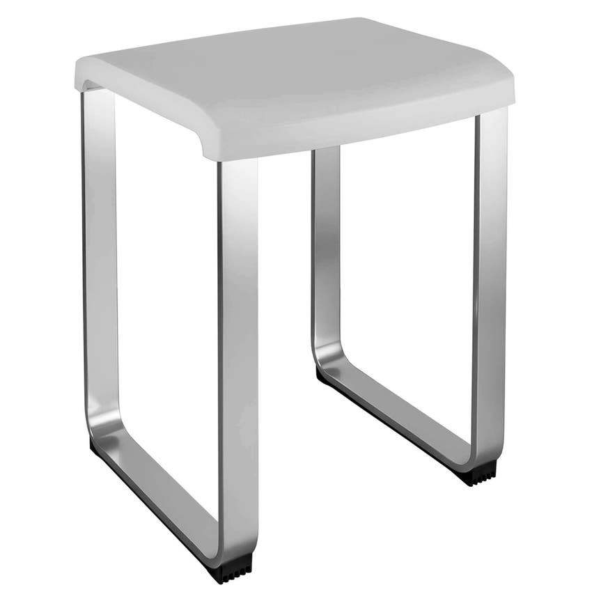 Immagine di Colombo Design CONTRACT FLAT sgabello, seduta in resina termoplastica, struttura in alluminio anodizzato, colore bianco B99670-BI