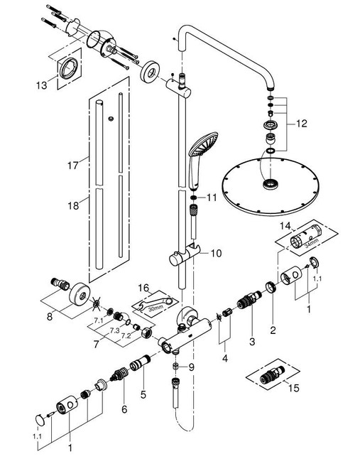 Immagine di Grohe Euphoria XXL System 310 Sistema doccia con miscelatore termostatico finitura cromo 26075000