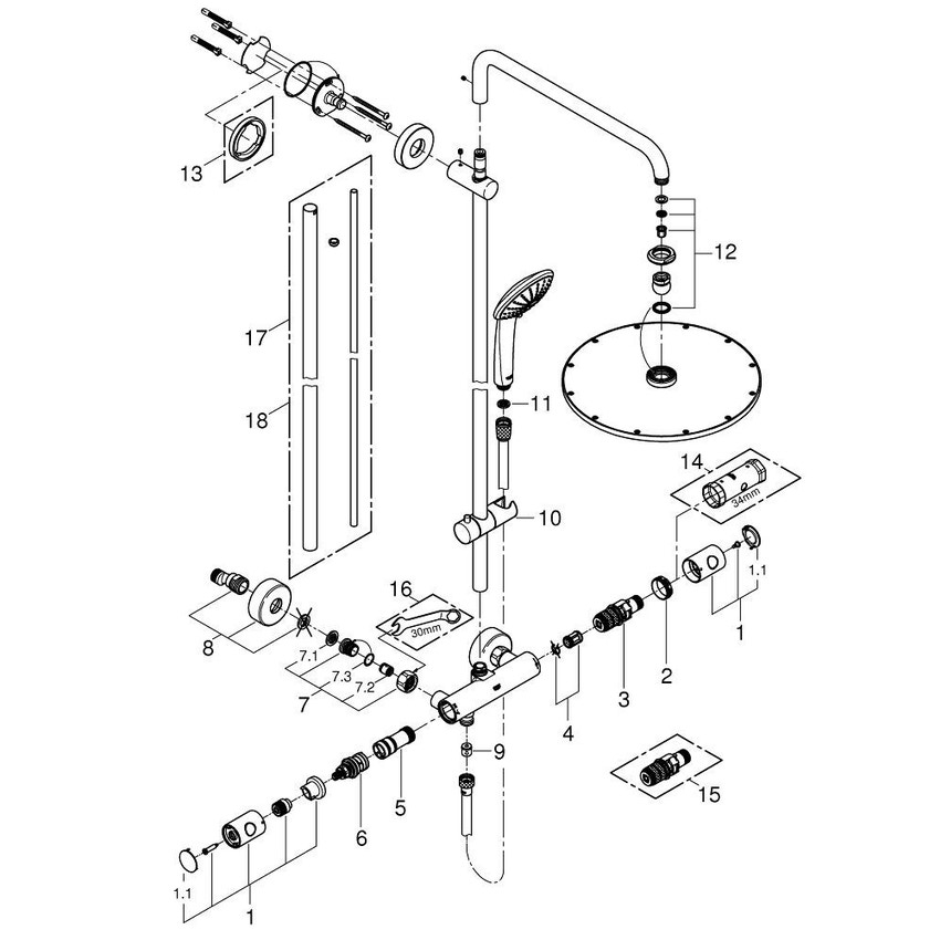 Immagine di Grohe Euphoria XXL System 310 Sistema doccia con miscelatore termostatico finitura cromo 26075000