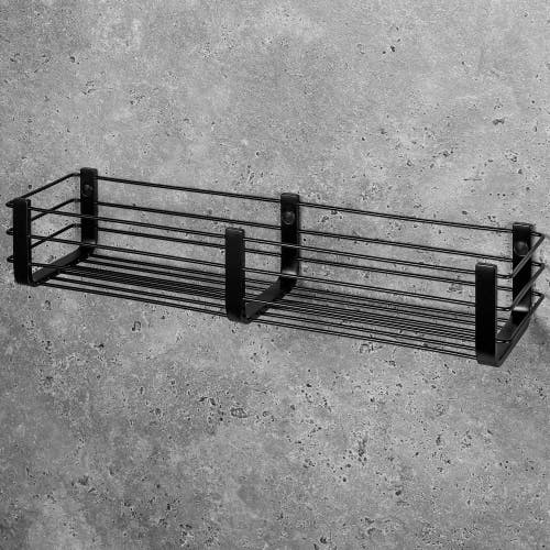 Immagine di Colombo Design Porta oggetti da doccia e vasca con ripiano inox, colore nero finitura opaco B96330NM