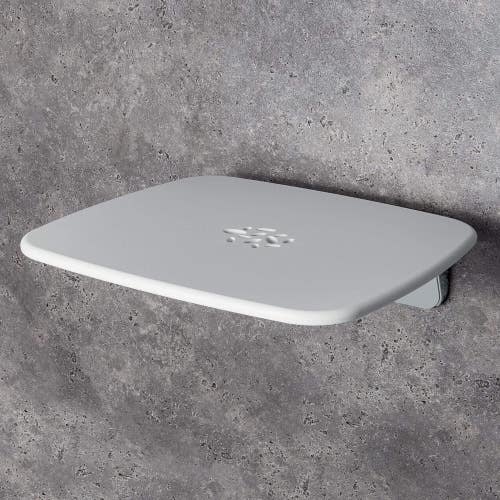 Immagine di Colombo Design Sedile doccia ribaltabile con finitura fotoincisa antiscivolo, completo di staffa a muro, colore bianco B96450-BI