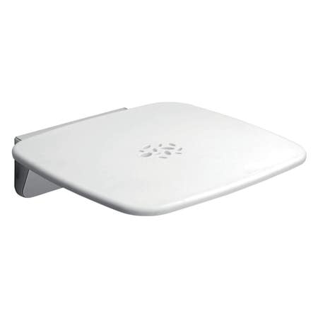 Immagine di Colombo Design Sedile doccia ribaltabile con finitura fotoincisa antiscivolo, completo di staffa a muro, colore bianco B96450-BI