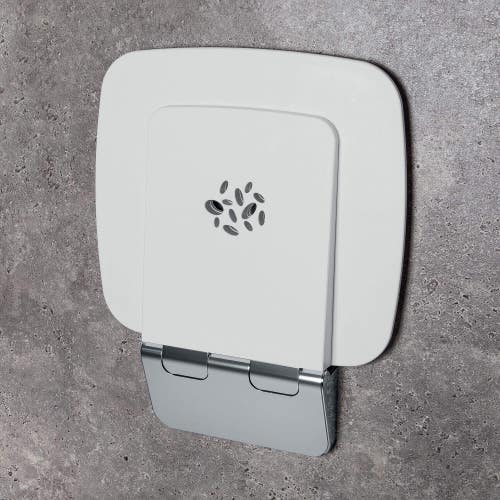 Immagine di Colombo Design Sedile doccia ribaltabile con finitura fotoincisa antiscivolo, completo di staffa a muro, colore bianco B96450-BI