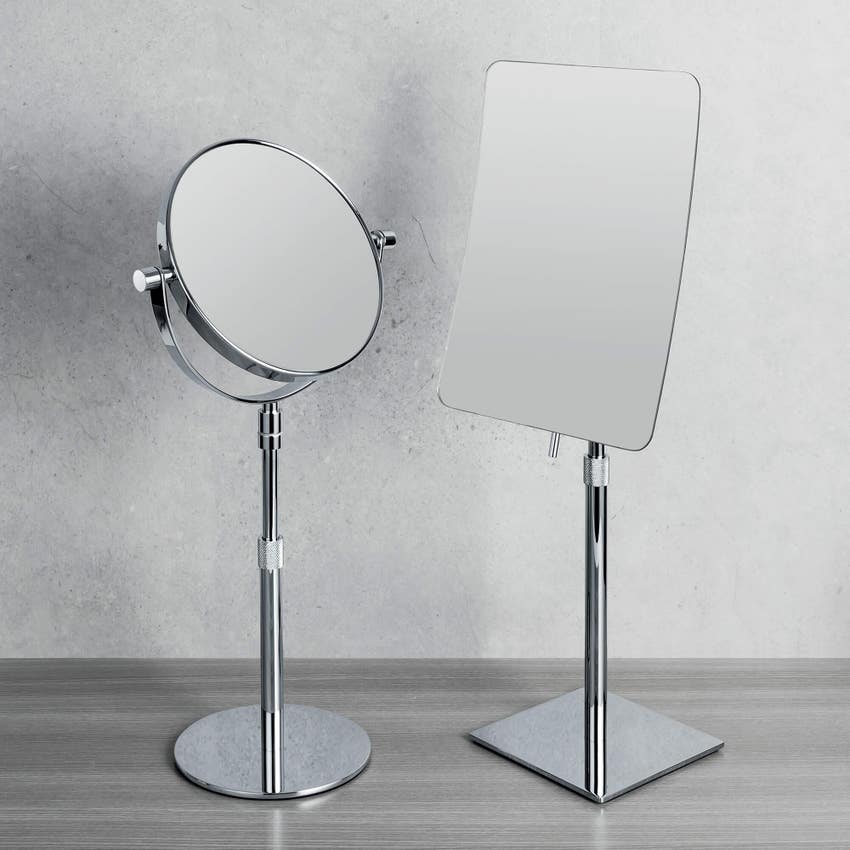Colombo Design B97520CR Specchio da appoggio, regolabile in altezza,  finitura cromo