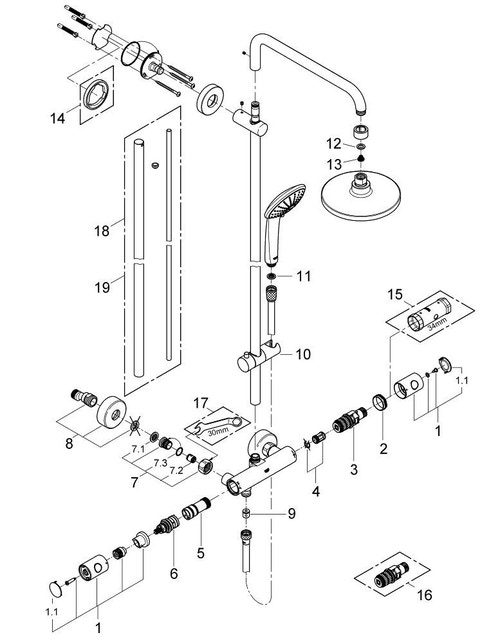 Immagine di Grohe Euphoria System Colonna Doccia Con Miscelatore Termostatico e Soffione Ø 180 mm, Manopola Doccia Monogetto, Cromo 27420001
