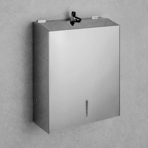 Immagine di Colombo Design CONTRACT distributore di salviette di carta in acciaio inox, con serratura di sicurezza, finitura cromo B9960NCR